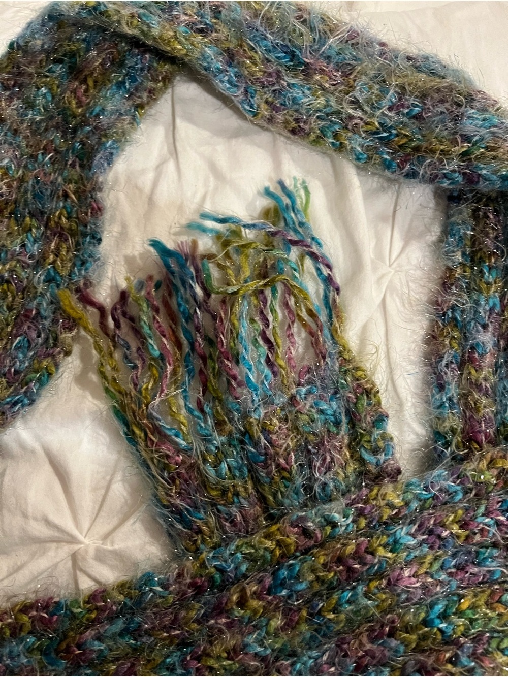 Multicolor Knit Fringe Scarf - Women's Cozy